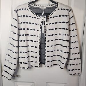 Sioni Navy and White/Cream Knit Cardigan